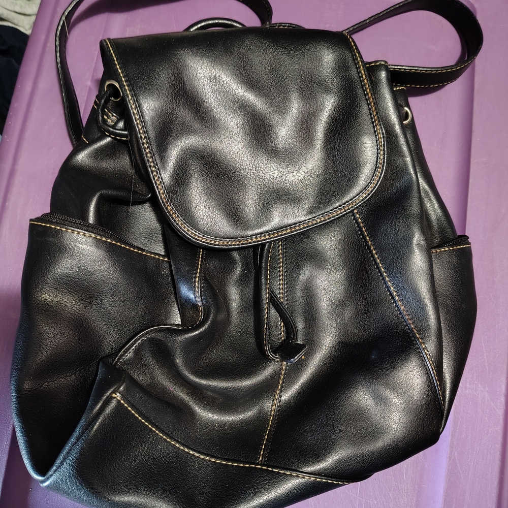 Nine West Black Leather Mini Backpack